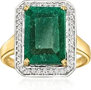 Ross-Simons 5.50 Carat Emerald And .20 Ct. T.W. Diamond Ring In 14kt Yellow Gold