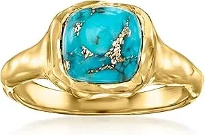 Ross-Simons Turquoise Sculpted Ring In 18kt Gold Over Sterling