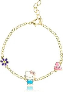 Hello Kitty Sanrio Women’S Bracelets - Gold And Silver Flash-Plated Jewelry With Unique Character Pendants