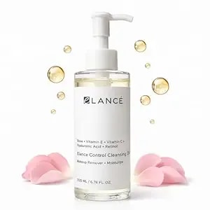 (Cleansing Oil) Cleansing Oil Makeup Remover With Rose, Retinol, Vitamin C & Hyaluronic Acid – Elancé Control – Deep Clean, Hydrating & Glow – For All Skin Types, 6.76 Fl Oz