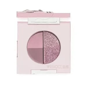 Mini Eyeshadow Palette, Matte & Shimmer Quad For Women, Travel-Friendly, Cream Stick, Smokey Nude, Glitter, Primer Powder Set (Sweet Taro)