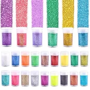24 Colors Glitter Set, Fine Glitter For Resin, Arts And Craft Supplies Glitter, Festival Glitter Powder Makeup Glitter, Cosmetic Glitter For Body Nail Face Hair Eyeshadow Lip Gloss Making