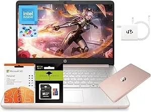 HP 14" Laptop, Quad-Core Processor(Beat i3), 16GB RAM 256GB Storage (128GB UFS+128GB SD Card), 1-Year Office 365 Copilot AI Wi-Fi 6 Win11 Computer For Work Business College Student Study W/Accessory