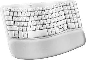 Logitech Wave Keys For Mac, Wireless Ergonomic Keyboard With Cushioned Palm Rest, Comfortable Natural Typing, Bluetooth Keyboard, Easy-Switch, Optimized For Mac, Apple, Ipad - Off White(Renewed)