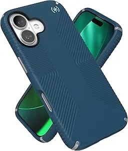 Speck presidio2 Grip For Iphone 17 Pro Max Case, Magsafe-Compatible, Slim Protective Case, Deep Sea/Silver Metallic/Spell Blue