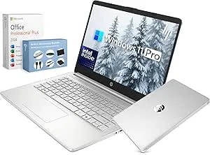 Hp 14” Ultra Light Thin Laptop Computer 2026 Premium, Ms Office, Copilot Ai, 4-Core Intel Cpu, 4gb ddr5 Ram, 628gb Storage (128gb Ufs+500gb Ext), Long Battery, Marxsolaccessory, Win 11 Pro, Silver