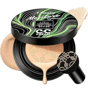 Cushion Foundation Air Cushion Cc Cream - Natural Finish, Buildable Coverage Foundation, Even Skin Tone, Tattoo Cover Up, Moisturizing Concealer Cream Foundation Makeup (Natural)