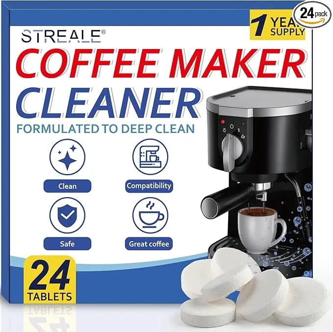 Coffee Machine Cleaner & Descaler Tablets - 24 Pack, Compatible With Nespresso, Keurig, Ninja, Delonghi, Miele, Breville, Philips & All Major Brands, For Coffee Maker Pot, Espresso & Drip Machines