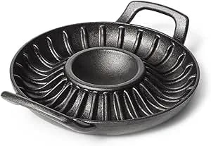 Sur La Table Cast Iron Shrimp Pan, Pre-Seasoned Grill-And-Serve Skillet With Handles For Seafood And Tapas, 10 In