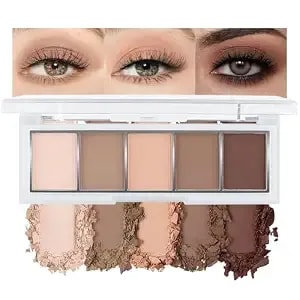 Amy'S Diary Neutral Nude Brown Eyeshadow Palette Makeup, 5 Colors Cool-Toned Velvety Matte Finish, Nude Taupe Eye Shadows, For Brown Eyes Long Lasting Naturing-Looking (#01)