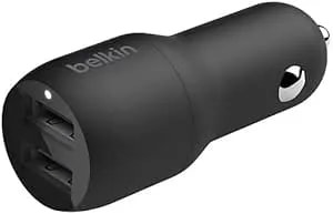 Belkin 24 Watt Dual Usb Car Charger - 2 12w Usb A Ports With Fast Charging For Apple Iphone 14, 14 Pro, 14 Pro Max, Iphone 13, 13 Pro, 13 Pro Max, Samsung Galaxy, Airpods & More - Usb-C Charger