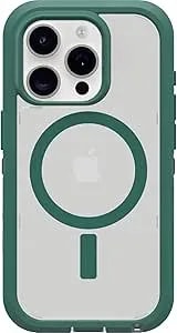 Otterbox Iphone 15 Pro (Only) Defender Series Xt Clear Case - Velvet Evergreen (Clear), Screenless, Rugged, Snaps To Magsafe, Lanyard Attachment