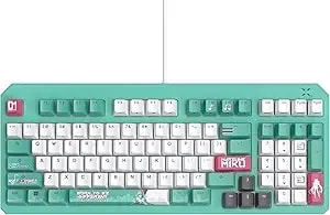Asus Tuf Gaming k3 Gen Ii Hatsune Miku Edition Wired Usb Gaming Keyboard – 97-Key Compact Layout, Optical-Mechanical Rgb Switches, Pbt Keycaps, Detachable Top Plate, ip57 Rated, Pc/Mac Support - Aqua