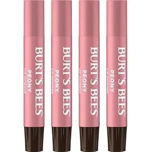 Burt'S Bees Shimmer Lip Tint Set, Mothers Day Gifts, Tinted Lip Balm Stick, Moisturizing For All Day Hydration With Natural Origin Glowy Pigmented Finish & Buildable Color, Peony (4-Pack)