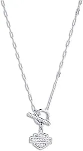 Harley-Davidson Women'S 16 In. Bar & Shield Logo Toggle Pendant Necklace, Silver