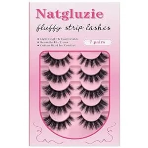 Eyelashes Wispy Lashes Strips - Russian D Curl Strip Lashes, 3d Volume Mink Eyelash For Dramatic Look, 7-Pairs Fluffy False Eyelashes
