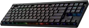 Logitech g515 Lightspeed Tkl Low Profile Wireless Gaming Keyboard, Lightsync Rgb, Thin Tenkeyless Design, Double-Shot Pbt Keycaps, Linear (Red) Mechanical Switches - Black