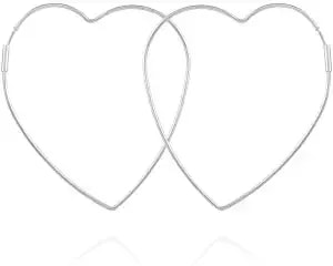 Guess Wire Heart Silvertone Hoop Earrings Extra Large