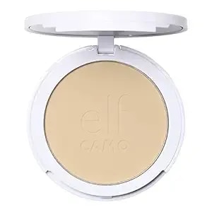 E.L.F. Camo Powder Foundation, Lightweight, Primer-Infused Buildable & Long-Lasting Medium-To-Full Coverage Foundation, Fair 140 W