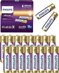 Philips Aaa Lithium Batteries (16 Pack) 1200mah 1.5v Lithium Triple A Batteries Ultimate Long Lasting For High-Drain Devices, Leakproof, Lightweight, Non-Rechargeable