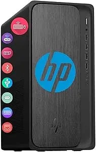 Hp Omnidesk Desktop, Ai Pc W/ 16 Npu Tops, 8-Core Amd Ryzen 7-8700g Cpu (Upto 5.1ghz), 32gb ddr5 Ram, 2tb Ssd, Usb-C, Wi-Fi 6, Dual Monitor Support, Bluetooth, Windows 11 Pro, Wireless Keyboard &Mouse