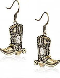 Wrangler Western Boots Horse Dangle Earrings For Women Cowgirl Cowboy Lightweight Retro Country Chocha Jewelry