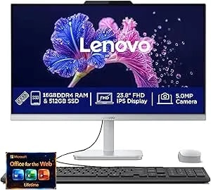 Lenovo 24" Fhd All-In-One Desktop Computer - 16gb Ram - 512gb Ssd - Intel 13th 8 Cores i3 Cpu (Beat 11th i5) - Keyboard And Mouse - Windows 11 - Office 365 For The Web