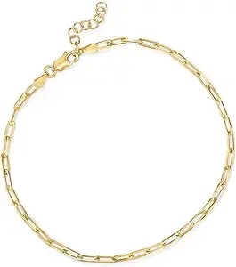 Ross-Simons Italian 18kt Gold Over Sterling Paper Clip Link Anklet. 9 Inches