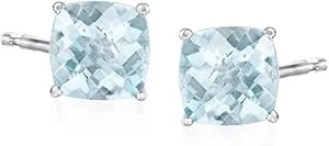 Ross-Simons 1.50 Ct. T.W. Aquamarine Stud Earrings In 14kt White Gold