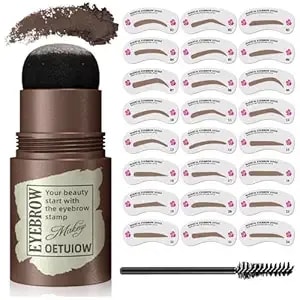 Eyebrow Stamp And Eyebrow Stencil Kit, Eye Brow Stencil Kit For Beginners 24 Reusable And Washable Eyebrow Shaping Kit, Brow Stencil And Stamp Kit Smudge-Proof & Long-Lasting (Black Brown)