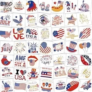 4th Of July Tattoos For Kids - 180pcs Fourth Of July Tattoos Temporary Individual, Usa American Flag Patriotic Red White And Blue Independence/Memorial/Labor Day Decorations Accessories Party Supplies