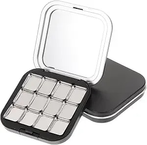 Frcolor 2pcs Empty Magnetic Eyeshadow Makeup Palette Diy Blush Lipstick Contouring Powder Tray With 12 Grids Travel Size Cosmetic Pans Eyeshadow Makeup Containers For Women