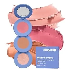 Alleyoop Stack The Odds – All-In-One Cream Makeup Palette With Blush, Contour, Bronzer & Highlighter, Stackable Face Palette For Natural Color, Easy Touch-Ups & Travel Makeup Convenience, Sassy Pants