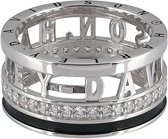 Harley-Davidson Women'S Revolve Signature Crystal Band Ring - Sterling Silver