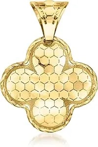 Ross-Simons Italian 18kt Yellow Gold Honeycomb Clover Pendant