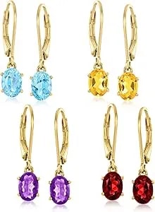 Ross-Simons 6.70 Ct. T.W. Multi-Gemstone Jewelry Set: 4 Pairs Of Drop Earrings In 18kt Gold Over Sterling