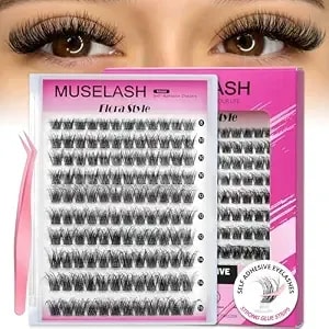 Self Adhesive Eyelashes Natural Lash Clusters Kit Self Adhesive Lash Clusters 8-16mm Wispy Cluster Eyelash Extensions Pre Glued Eyelash Clusters 120pcs Individual Lashes With Tweezers By Muselash