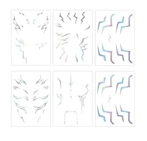 Anime Hunter Halloween Cosplay Costume Temporary Tattoos Purple And Laser Multicolor Stripes Tattoos (Laser Colorful 6 Pcs Set)