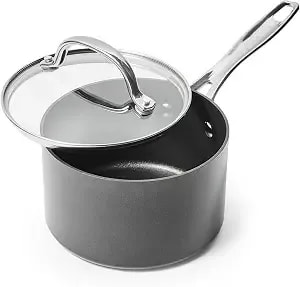 Sur La Table Signature Hard Anodized Nonstick Saucepan, Black