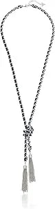 Guess "Basic" Silver And Denim Woven Tassel Y-Shaped Necklace, 30" + 2" Extender