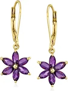 Ross-Simons 1.60 Ct. T.W. Amethyst Flower Drop Earrings In 18kt Gold Over Sterling