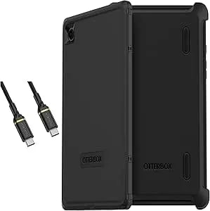 Otterbox Defender Series Case For Galaxy Tab a8 (Only) Bundle - Black - Rugged & Durable - With Built In Screen Protector - Device Stand Included - Usb-C To Usb-C Cable - Non-Retail Packaging