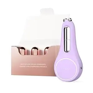 Foreo Bear 2 Eyes & Lips Bundle - Microcurrent Smoothing Device + Supercharged Eye & Lip Contour Booster Serum (3x0.1 Oz) - Under Eye Care & Facial Massager - Lavender