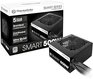 Thermaltake Smart 500W 80+ White Certified PSU, Continuous Power With 120mm Ultra Quiet Cooling Fan, ATX 12V V2.3/EPS 12V Active PFC Power Supply PS-SPD-0500NPCWUS-W