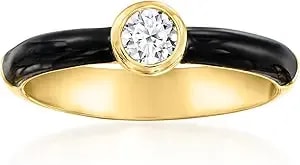 Ross-Simons 0.25 Carat Bezel-Set Lab-Grown Diamond Ring With Black Enamel In 18kt Gold Over Sterling