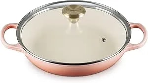 Le Creuset Enameled Cast Iron Signature Round Braiser With Glass Lid, 2.25 Qt., Peche With Light Gold Knob