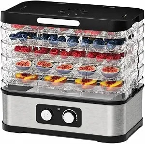 Small Food Dehydrator For Jerky, Fruit, Herbs & Pet Treats - 250w Energy-Efficient Heating, 5 Bpa-Free Stackable Trays, Up To 72 Hours Of Continuous Operation, 95–158°F Control, Black