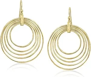 Ross-Simons 14kt Yellow Gold-Plated Multi-Circle Drop Earrings