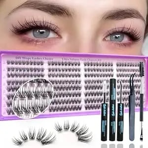 Wispy Lash Clusters Kit, Natural Lash Cluster Eyelash Extensions 320 Pcs C Curl 10-16mm Individual Fluffy False Eyelashes Thin Band Diy Kit For Beginners At Home With Bond Seal Tweezers Brush