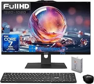 Msi Modern 23.8" Touchscreen Business All-In-One Ai Desktop, Intel Core 7-150u, 16gb ddr5, 512gb Ssd+1tb Hdd, Fhd Camera, Wi-Fi 6e, Hdmi, Usb-C, Wireless Keyboard & Mouse, Windows 11 Pro